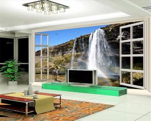 3d Fond d'écran personnalisé Paysage Ultra HD Fantaisie Cascade fond d'eau TV mur soie murale Fond d'écran