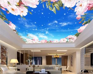 Personnalisé 3d paysage zénith papier peint ciel romantique fleurs délicates salon chambre zénith décoration murale papier peint