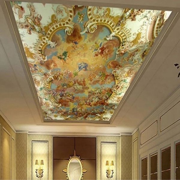 Personnalisé 3D Mural European Hotel Salon Chambre à coucher Plafond Mur peinture Art Fond d'écran Décor à la maison imperméable