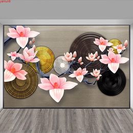 Personnalisé 3D Papier Peint Mural Fleur De Magnolia Creative Peinture Murale Décorative Style Chinois Salon Chambre Fond Photo Bonne qualité