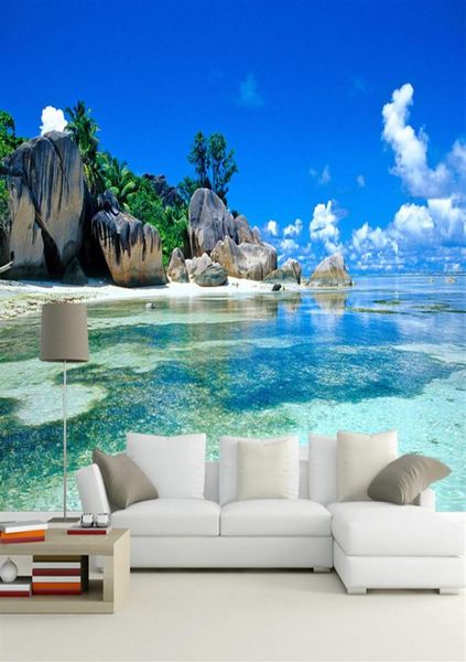 Papier peint Mural 3D personnalisé non tissé chambre Livig salle TV canapé toile de fond papier peint océan mer plage 3D Po papier peint décor à la maison29902545741