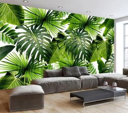 Fond d'écran mural 3D personnalisé Asie du Sud-Est Asie tropicale Rainforest Banana Leaf Po Fond Mural Murales Wallpaper non tissé Modern9437090