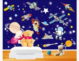 3D sur mesure Photo Wallpaper Cartoon Universe Starry Planète espace Bébé Chambre Enfants Chambre Décoration Arrière-plan Papiers peints pour les murs 3 D