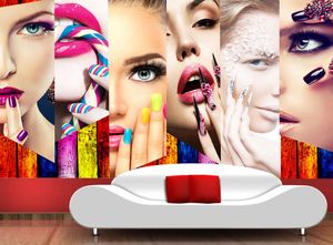 Aangepaste 3D Foto Behang Makeup Wallpaper voor Muren 3 D Woonkamer Schoonheidssalon Sofa TV Achtergrond 3D Wallpaper Muren