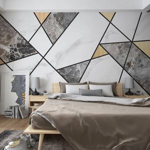 Aangepaste 3d foto behang moderne minimalistische abstracte geometrische marmeren patroon slaapkamer woonkamer tv achtergrond muurpapier muurschildering