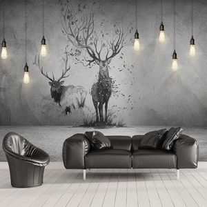 Aangepaste 3D Foto behang Nordic Style Woonkamer TV Achtergrond Muur Papier Elk Slaapkamer Decoratie Grote Muurschildering Modern