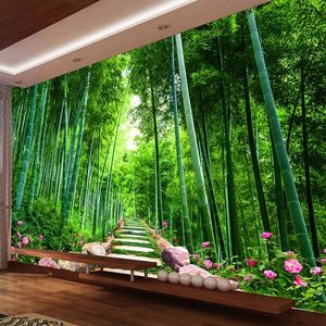 Aangepaste 3D -foto behangsticker moderne bamboe boswand muur muurstickers decoraties woonkamer poster muurschildering