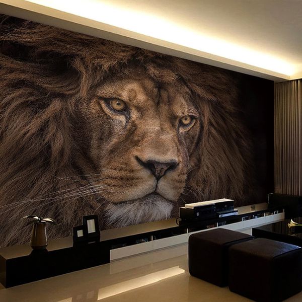 Personnalisé 3D Photo Papier Peint Animal Sauvage Lion Affiche Murale Hôtel Chambre Salon Décoration Papier Papel De Parede