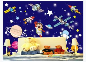 Aangepaste 3d foto wallpapercartoon sterrenry universum planeet ruimte baby slaapkamer kinderen kamer decoratie achtergrond muur muurschildering