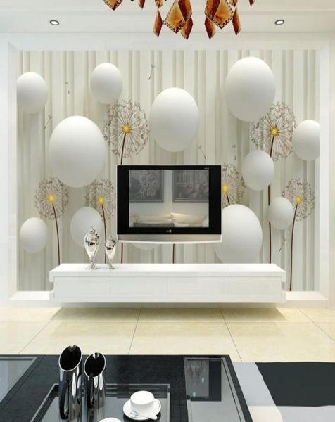 Fond d'écran PO 3D personnalisé moderne mode simple et doux de litière de pissenlit Salle de lit de fond de fond mural mural pour les murs 3d8154414