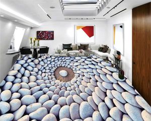 Personnalisé 3d PVC auto-adhésif sol papier peint cercle fait de pierres impression numérique HD décoratif beau sol 3D papier peint