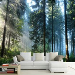Custom 3d Sunshine Forest Nature Landscape Po Mural Wallpaper Living Room Chadow Colding Wall Design Mural Papel de Parede203e