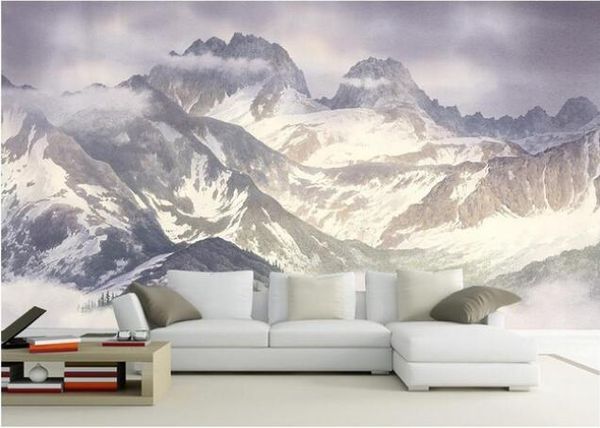 Papel tapiz 3d personalizado para paredes murales de pared 3 d papel tapiz Hd meseta nieve paisaje de montaña papel de pared decoración de pared 3d