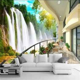 Papel tapiz 3d personalizado HD hermoso paisaje de cascada sala de estar dormitorio Fondo pared decoración del hogar pintura Mural Wallpapers319U