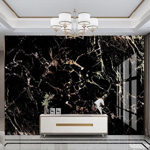 Papier peint 3D personnalisé luxe doré noir marbre motif de fond de fond mur salon salon chambre toile peinture