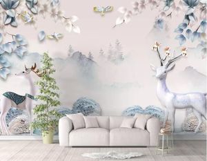 Personnalisé 3d papier peint mural moderne minimaliste esthétique 3D wapiti fantaisie TV canapé salon chambre papiers peints décor à la maison