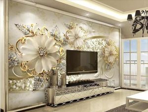 Fond d'écran 3D Custom 3d Luxury Gold 3d Threedimensional Pattern European Juif Modern Television Fond Papier mural H6088057