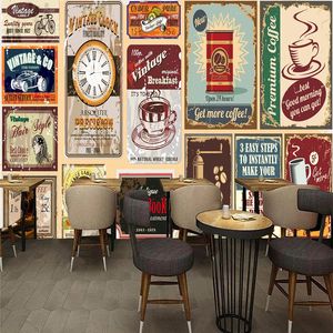 Aangepaste 3d behang retro nostalgische koffie winkel bar western restaurant achtergrond muur muurschildering papel de parede sala wallpaper 3 d