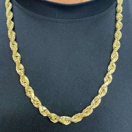 Custom 3MM 10K 14K 18K Massief Gouden Touw Ketting Ketting Fijne Sieraden Shine Helder twisted Touw Ketting Voor Mannen Vrouwen