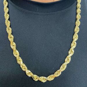 Chaîne de corde en or massif personnalisée de 3MM 10K 14K 18K, collier, bijoux fins, chaîne de corde torsadée brillante pour hommes et femmes
