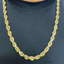 Collier de chaîne de corde en or solide de 3 mm 10k personnalisé Collier fin bijoux brillant chaîne de cordes torsadés pour hommes femmes