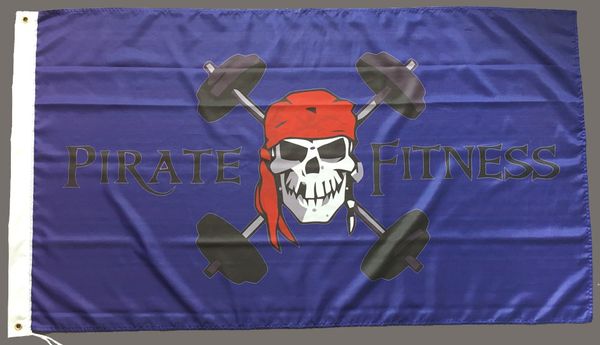 Custom 3x5 150x90cm Pirate Fitness Flags and Banners Precio barato Publicidad 100% Poliéster Fabrc de Pofessional Proveedor, envío gratis