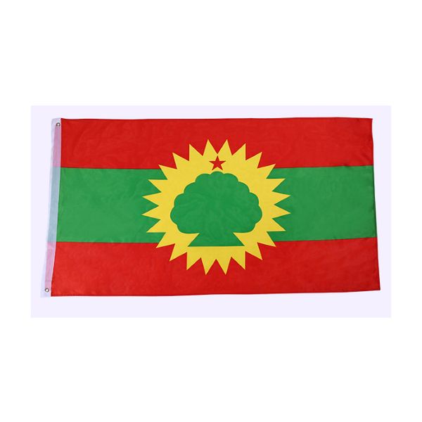 Bannière de drapeaux Oromo personnalisée 3x5, 100% polyester à double couture, utilisation intérieure extérieure imprimée numériquement, livraison directe