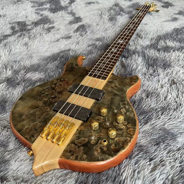 Guitare basse électrique de Style Alemb, 4 cordes personnalisées, cou à travers le corps, commande de basse personnalisée