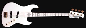 Custom 4 cordes Moon Bass JJ-4B Larry Graham Guitare basse électrique entièrement blanche, corps en frêne, manche en érable, touche 21 frettes, matériel doré