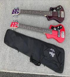 Custom 4 cuerdas multicolor Hofner Shorty Travel Bass Guitar Protable Mini bajo eléctrico con bolsa de algodón Drop Shippin4519818