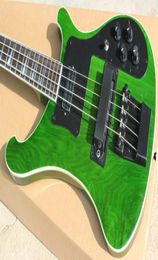 Custom 4 Strings Trans Green 4003 Elektrische bas gitaar Black Hardware Triangle Mop Benebord Inlay Awesome China Guitars3161253