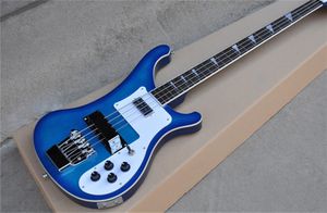 Guitare basse personnalisée Rick 4003 à 4 cordes, deux sorties, basse électrique, bleu Transparent, accessoires importés de corée du sud