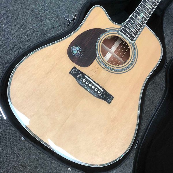 Custom 41 Inch Cutaway Dreadnought Lefty Acoustic Guitar 550A Soundhole Pickup Accepter les commandes personnalisées Guitare pour gaucher Abalone Reliure avec Pickguard en bois