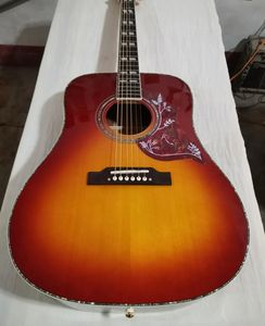 Aangepaste 41 inch HB abalone bindende akoestische elektrische gitaar met strepen aan de achterkant in kersenburstkleur