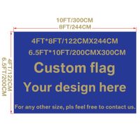 Personnalisé 4x8ft 4x10ft 6.5x10ft Drapeau Bannière Toute taille N'importe quel logo Imprimerie numérique Polyester Grands drapeaux et bannières