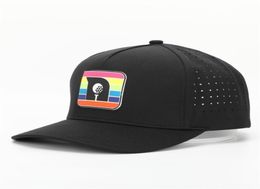 Chapeau de papa en caoutchouc Pvc Melin personnalisé à 5 panneaux, imperméable, découpé au Laser, trou perforé, chapeau pré-incurvé, casquette de baseball noire 2565982