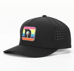 Sombrero de papá de Pvc de goma Melin personalizado de 5 paneles, impermeable, con corte láser, agujero perforado, gorra de béisbol negra con ala precurvada 4856142