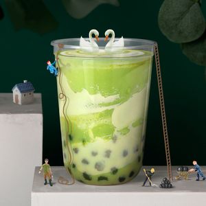 Aangepaste 500ml PP Milk Shake Cup Restaurent Levert Disposable U Shape Fatty Drink thee Ice Cream Cup