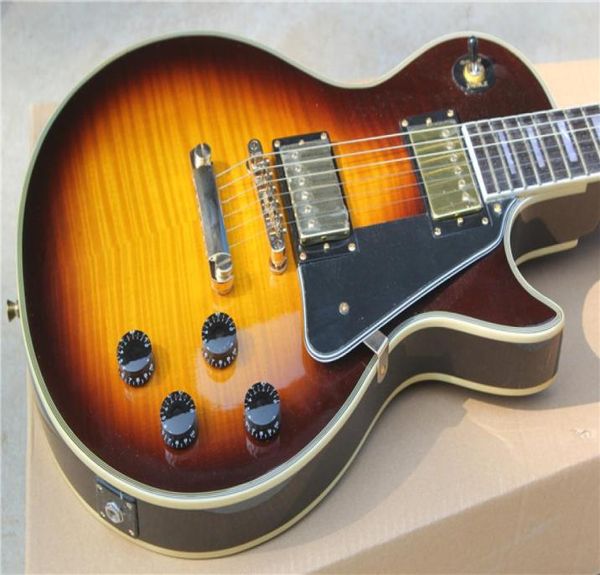 Custom 59 R9 VOS Vintage SunBurst Flame Maple Top Guitare électrique 3 plis Corps blanc Reliure Touche en palissandre 5872110