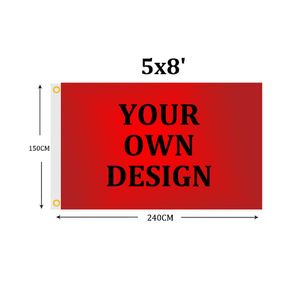 Custom 5x8ft vlaggen banners 150x240 cm 100D polyester sport club team reclame promotie vlaggen Ontwerp uw logo met messing inkommen