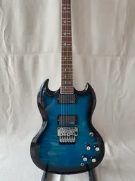 Guitare électrique SG personnalisée à 6 cordes, dégradé noir et bleu, livraison rapide