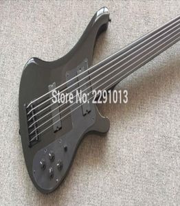 Custom 6 cordes noir 4003 Guitare de basse électrique matériel noir fret sans touche sans incrustation top Sell8884935
