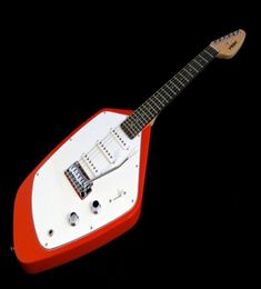 Custom 6 snaren VOX Mark V Teardrop Phantom Solid Body rode elektrische gitaar 3 Single Coil pickups Tremolo staartstuk Vintage Whit7639247