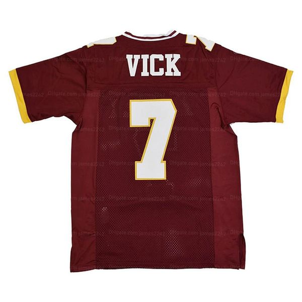 Custom 7 # Mike Vick Maroon High School Football Jersey brodery Ed Red tout numéro de nom Taille S-4xl Top Quality