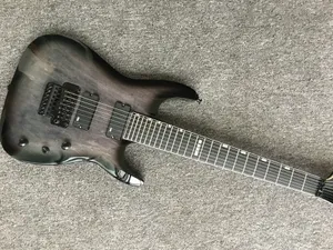 Guitarra eléctrica negra personalizada de 7 cuerdas en color negro Floyd rose guitarra diapasón de ébano envío gratis en stock