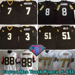 Custom 75th Throwback 77 Willieroaf 2012 Jerseys de football 57 Rickeyjackson 73 Jahrievans 12 Marquescolston 8 Archemanning 3 Bobbyhebert 7 Mortenandersen