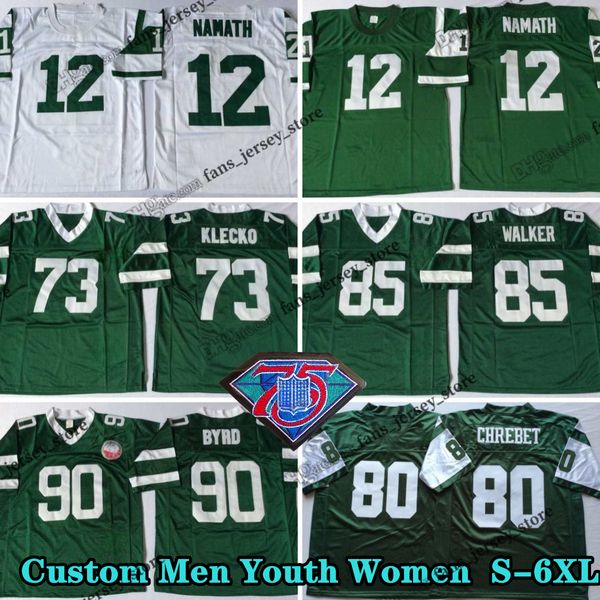 Custom 75th Vintage 12 Joe Namath 1965 Jerseys de football 28 Curtis Martin 13 Don Maynard 73 Joe Klecko 99 Mark Gastineau 93 Marty Lyons 74 Abdul Salaam 24 Freeman McNeil