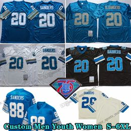 Custom 75th Vintage 20 Barry Sanders voetbalshirts 81 Richard Lane 24 Jack Christiansen 71 Alex Karras 1965 84 Herman Moore 4 Jason Hanson 28 Yale Lary 44 Dick Lebeau