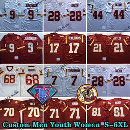 Custom 75th Throwback 33 Sammy Baugh 1974 Jerseys de football 44 John Riggins 81 Art Monk 9 Sonny Jurgensen 7 Joe Theismann 66 Joe Jacoby 28 Darrell Green 68 Russ Grimm