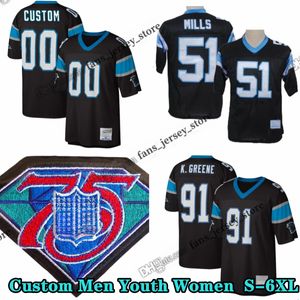 Custom 75th Vintage 51 Sam Mills 1996 Football Jersey 91 Kevin Greene 53 Brian Burns 54 Shaq Thompson 76 Russell Okung Teddy Bridgewater 12 D.J.Moore 21 Jeremy Chinn